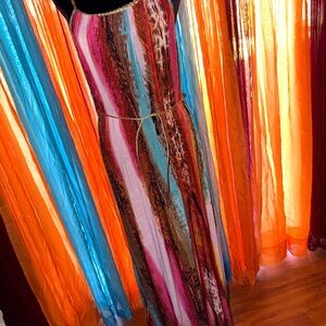 iRE Fashion Vibrant Maxi Dress with Red, Blue, and Brown